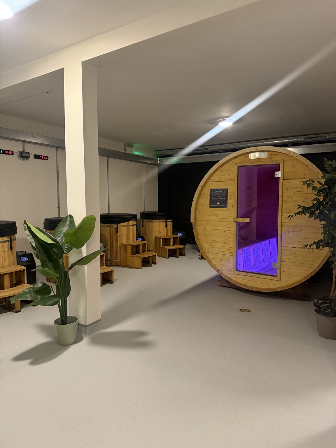 Sauna and cold plunge area at Revibe